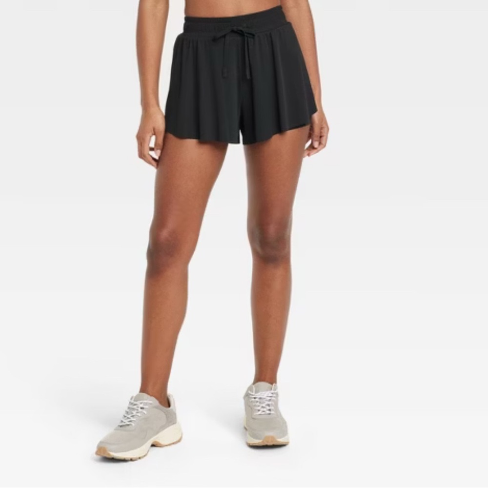 Women's Double Layer Run Shorts 2.5" - JoyLab™ Black (Size L)